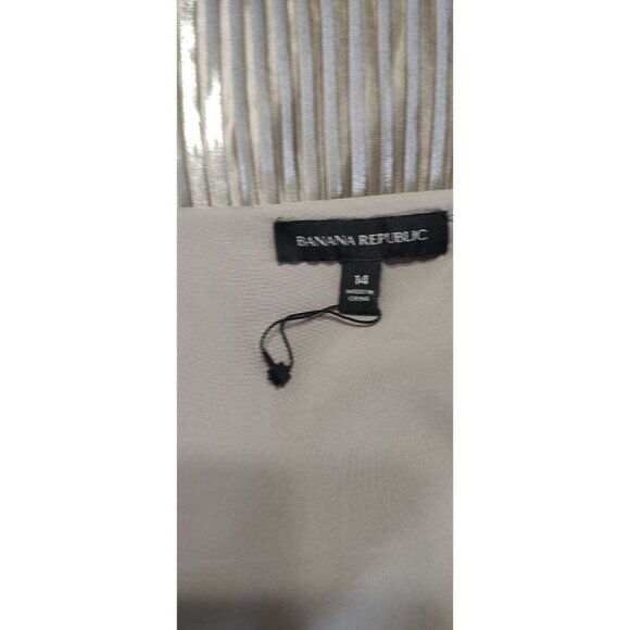 Banana Republic Dress 14 Silver Pleated Fit-and-Flare Metallic Cocktail Party - Picture 10 of 12